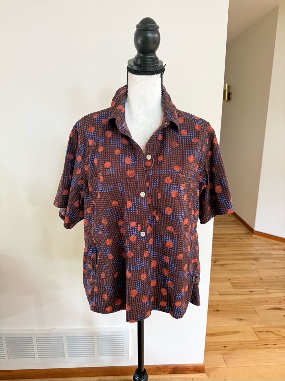 REI
Women’s Short-Sleeve Button Front Top in Rust and Navy